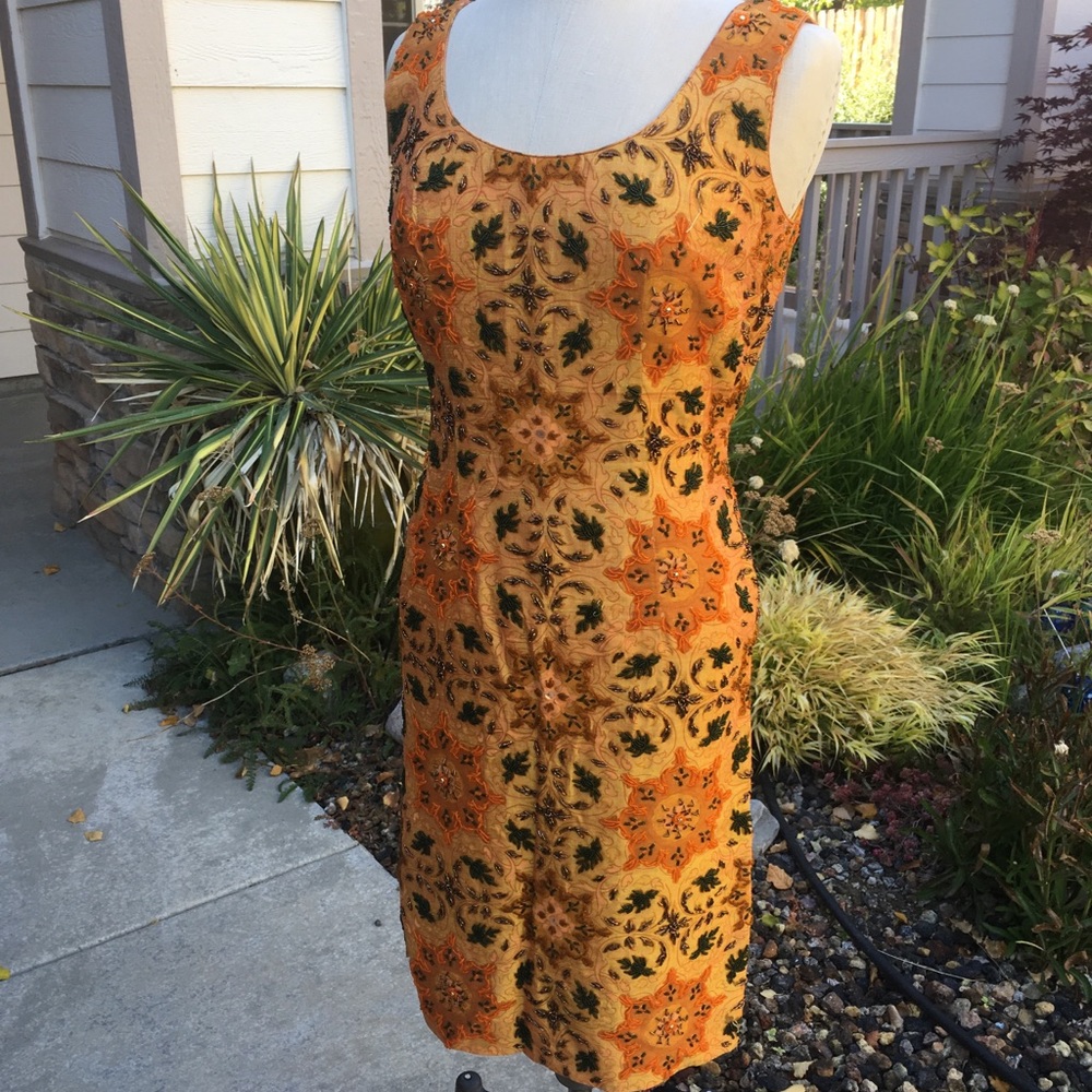 Milady beaded silk sheath dress size medium